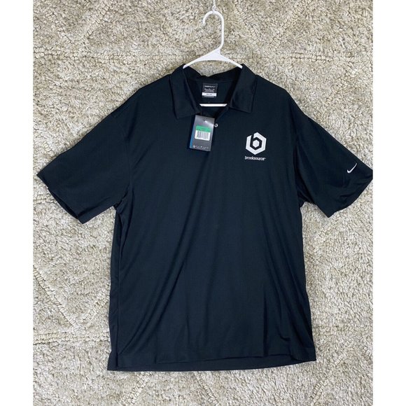 Nike ® Golf Dri Fit Polo Black Polo Shirt Mens XL New NWT brooksource Logo - Picture 1 of 8